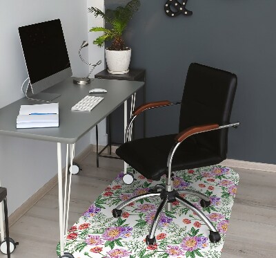 Office chair floor protector Peony bouquet