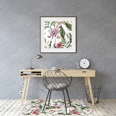 Office chair mat tropical flowers