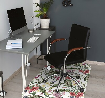 Office chair mat tropical flowers