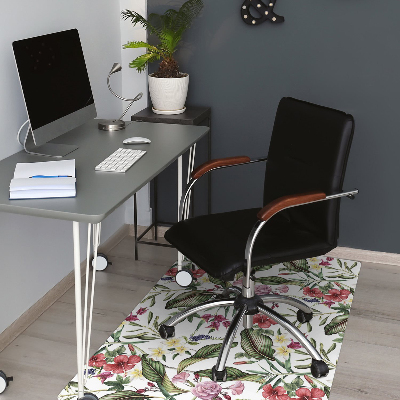 Office chair mat tropical flowers