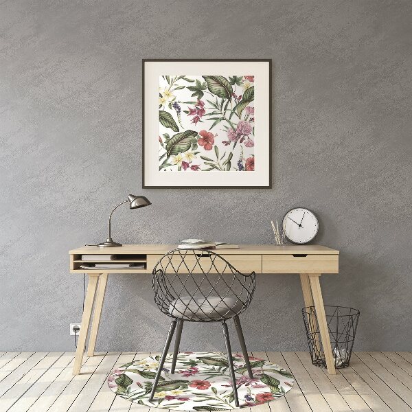 Office chair mat tropical flowers