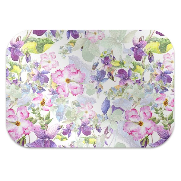 Chair mat floor panels protector purple flowers