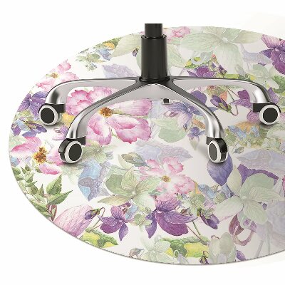 Chair mat floor panels protector purple flowers