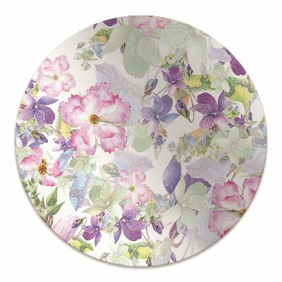 Chair mat floor panels protector purple flowers