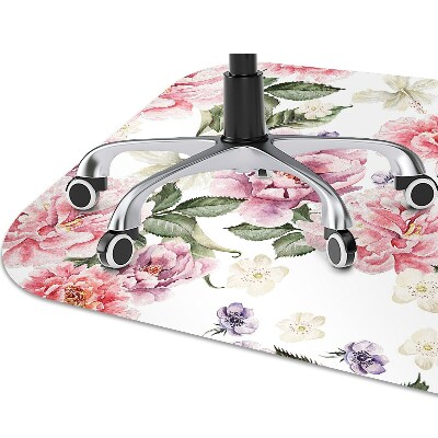 Desk chair mat Art flowers