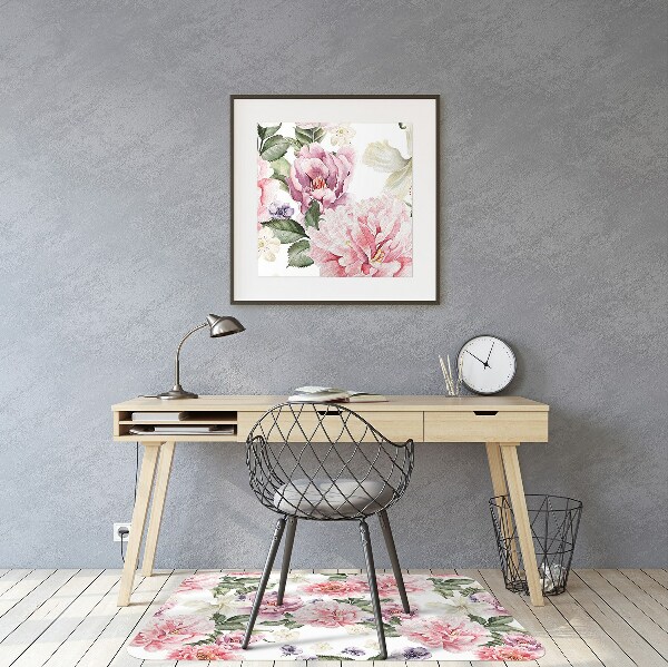 Desk chair mat Art flowers