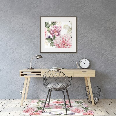 Desk chair mat Art flowers