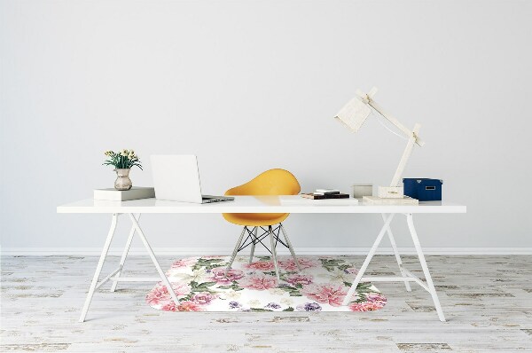 Desk chair mat Art flowers