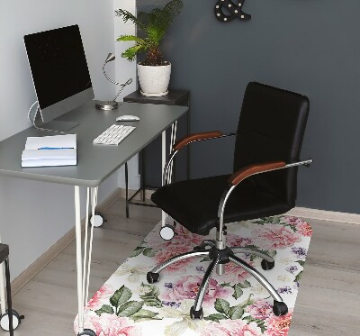 Desk chair mat Art flowers