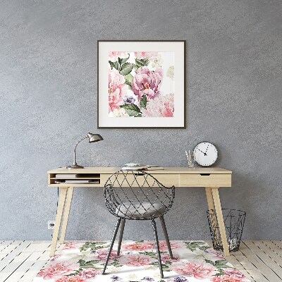 Desk chair mat Art flowers