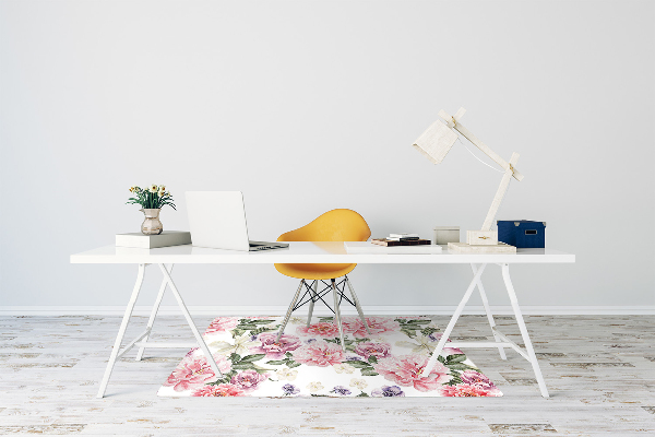 Desk chair mat Art flowers
