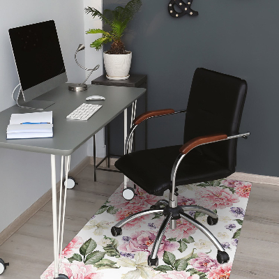 Desk chair mat Art flowers