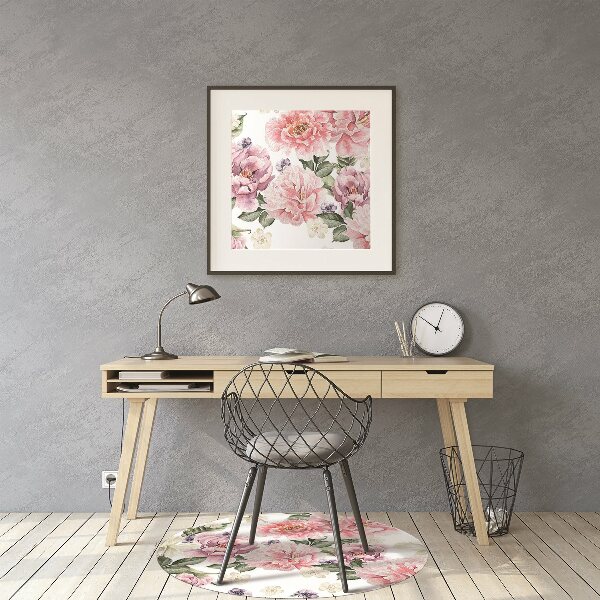Desk chair mat Art flowers