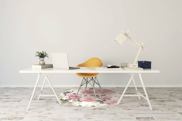 Desk chair mat Art flowers