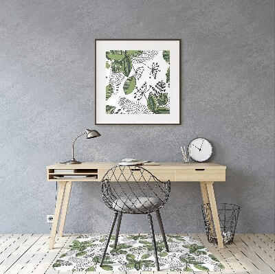 Office chair mat botanical pattern