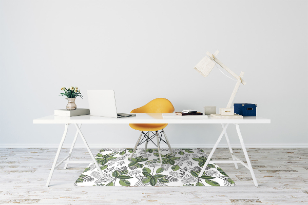 Office chair mat botanical pattern