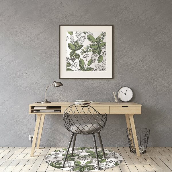 Office chair mat botanical pattern