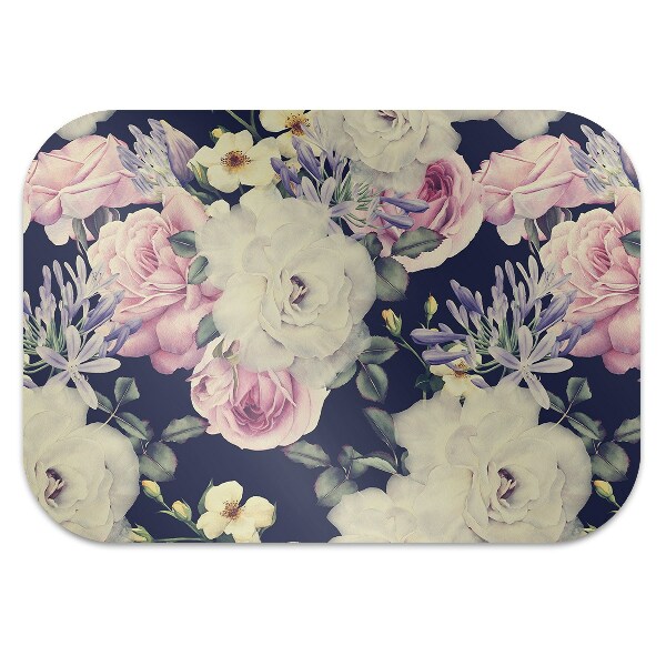 Office chair floor protector Vintage white roses