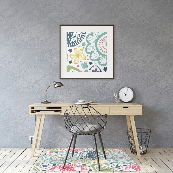 Office chair mat Colorful flowers