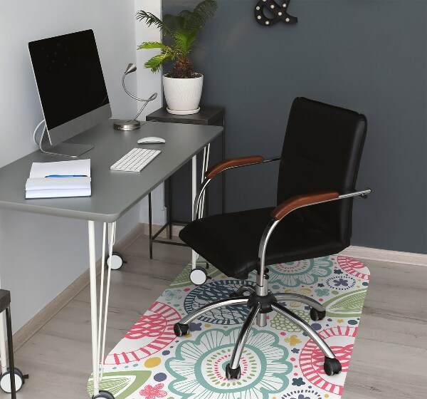 Office chair mat Colorful flowers