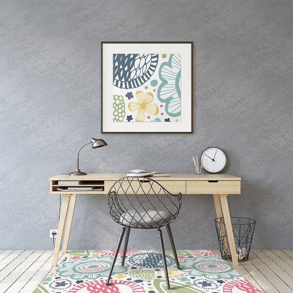 Office chair mat Colorful flowers