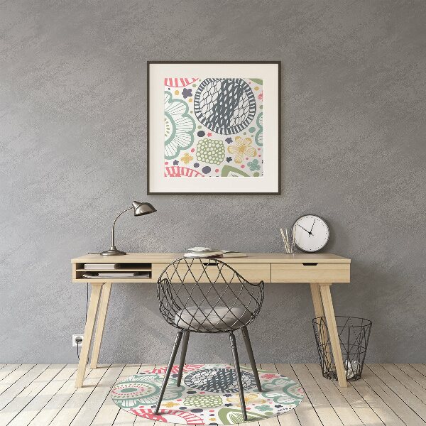 Office chair mat Colorful flowers