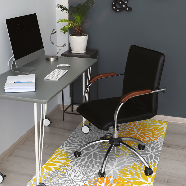 Desk chair mat chrysanthemums