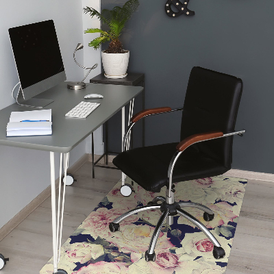 Office chair floor protector White roses