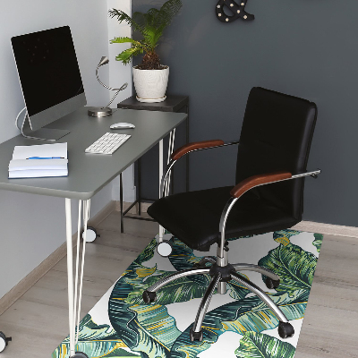 Office chair mat exotic leaves