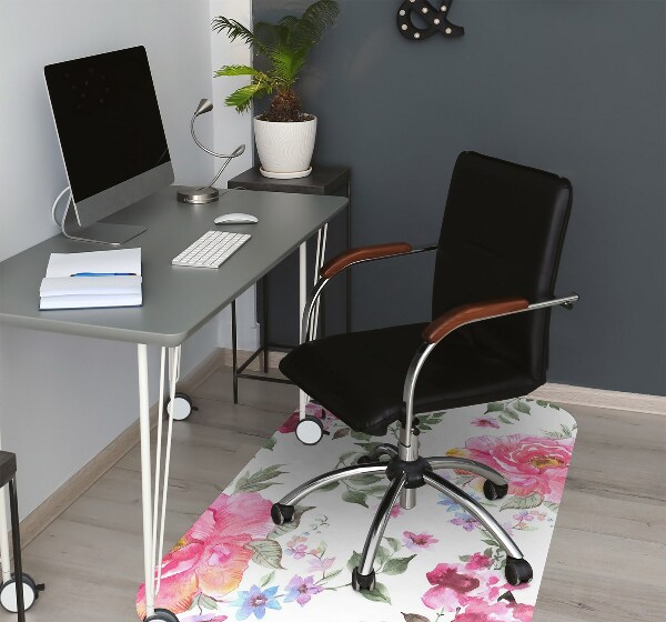 Desk chair mat watercolor Roses