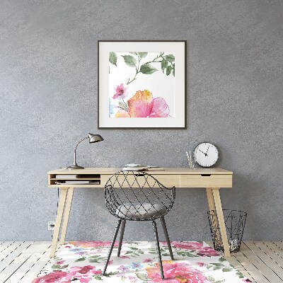 Desk chair mat watercolor Roses