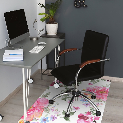 Desk chair mat watercolor Roses