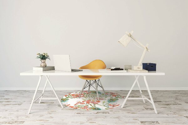 Desk chair mat Peacock feathers