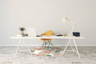 Desk chair mat Peacock feathers