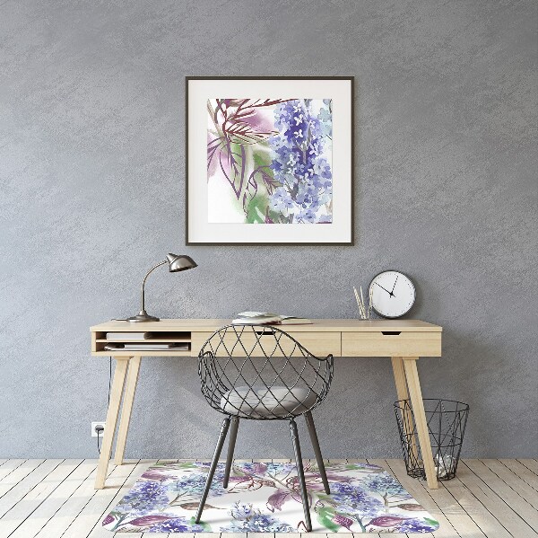 Chair mat floor panels protector purple leaves