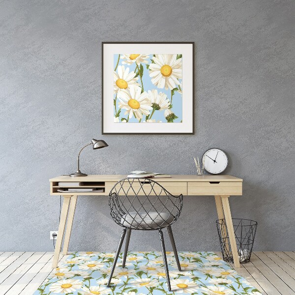 Office chair mat chamomile flowers