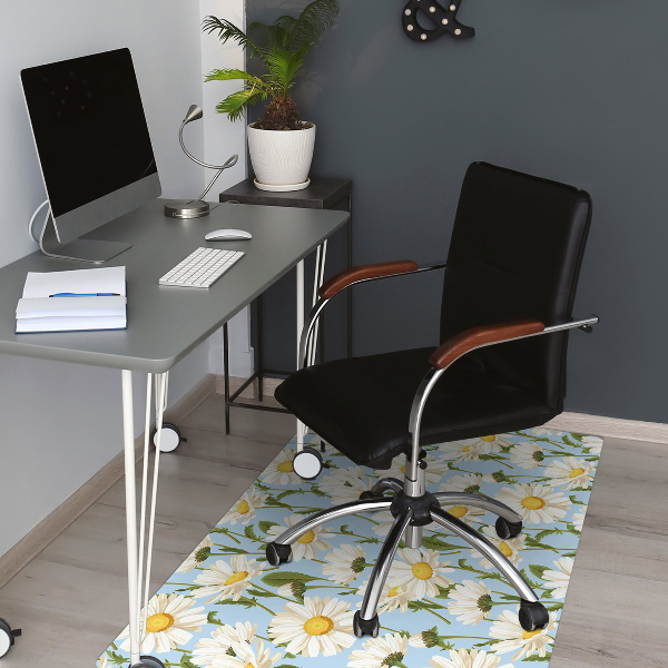 Office chair mat chamomile flowers