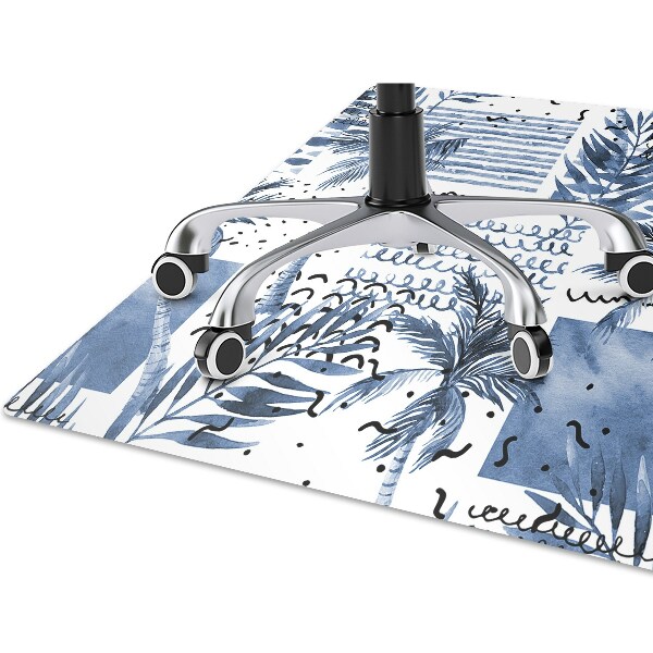 Office chair mat blue palm tree