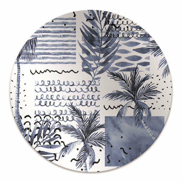Office chair mat blue palm tree