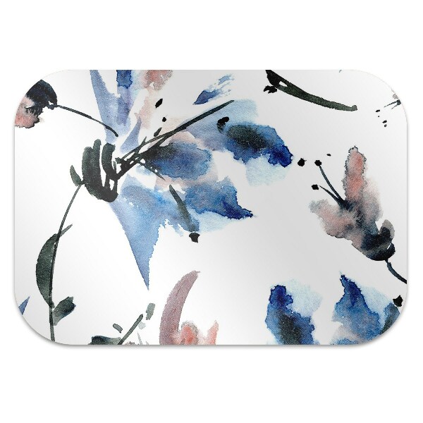 Office chair mat watercolor flowers