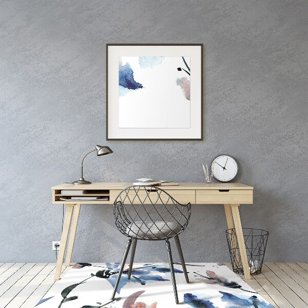 Office chair mat watercolor flowers