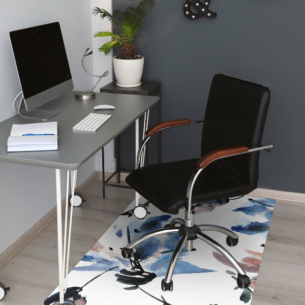 Office chair mat watercolor flowers