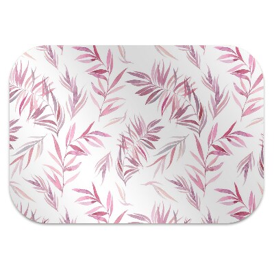 Desk chair mat pink leaves