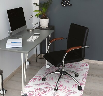 Desk chair mat pink leaves