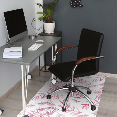 Desk chair mat pink leaves