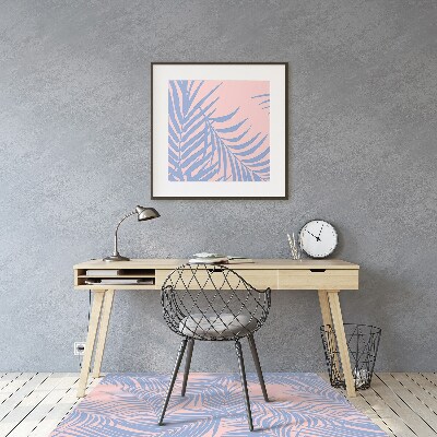 Office chair mat blue leaves