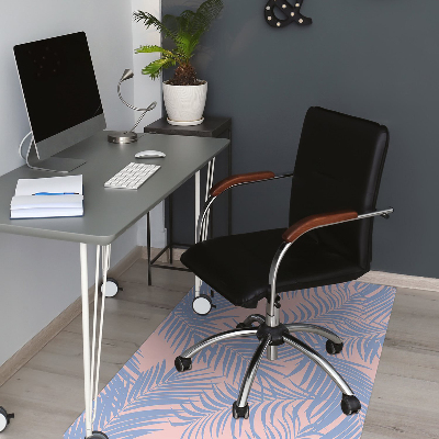 Office chair mat blue leaves