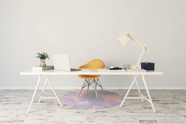 Office chair mat blue leaves