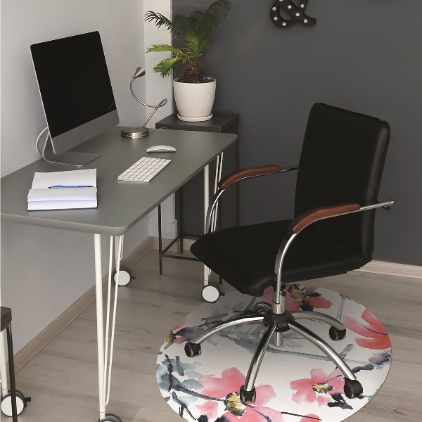 Computer chair mat floral pattern