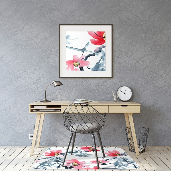 Computer chair mat floral pattern